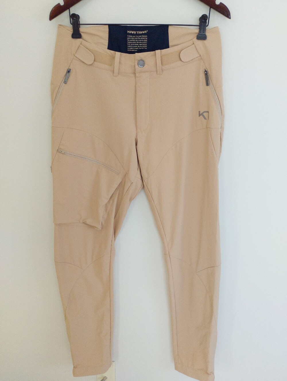 Kari Traa Voss Water-Resistant Hiking Pants Oat Beige Size L Outdoor Cargo